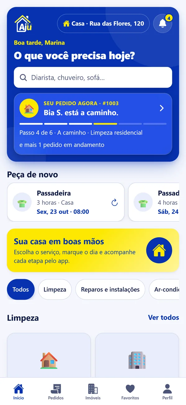 App do cliente: tela inicial